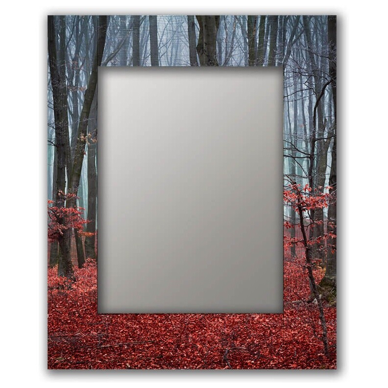 Зеркало настенное прямоугольное 75х110 см красное &quot;Сказочный лес&quot;