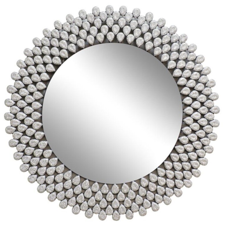 Зеркало настенное круглое в раме из кристаллов 80 cм хром Garda Decor