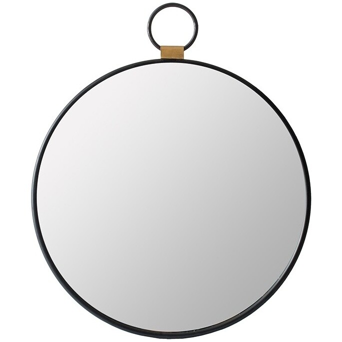 Зеркало настенное круглое в металлической раме черное 45258