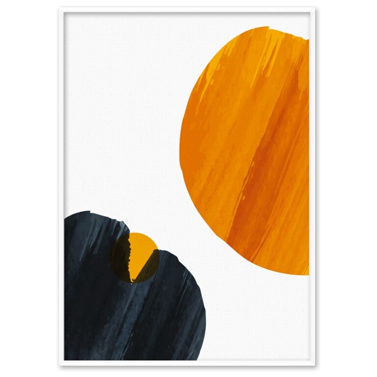 Постер на холсте в раме 60х40 см оранжевый, синий &quot;Абстракция №213&quot;