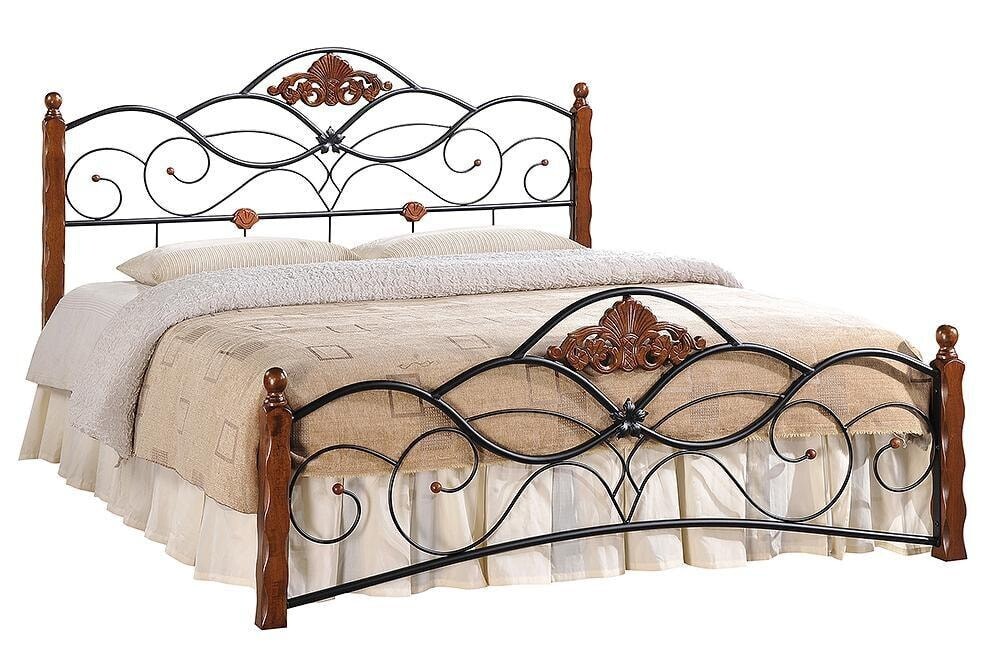 Кровать двуспальная металлическая 180х200 см коричневая Canzona