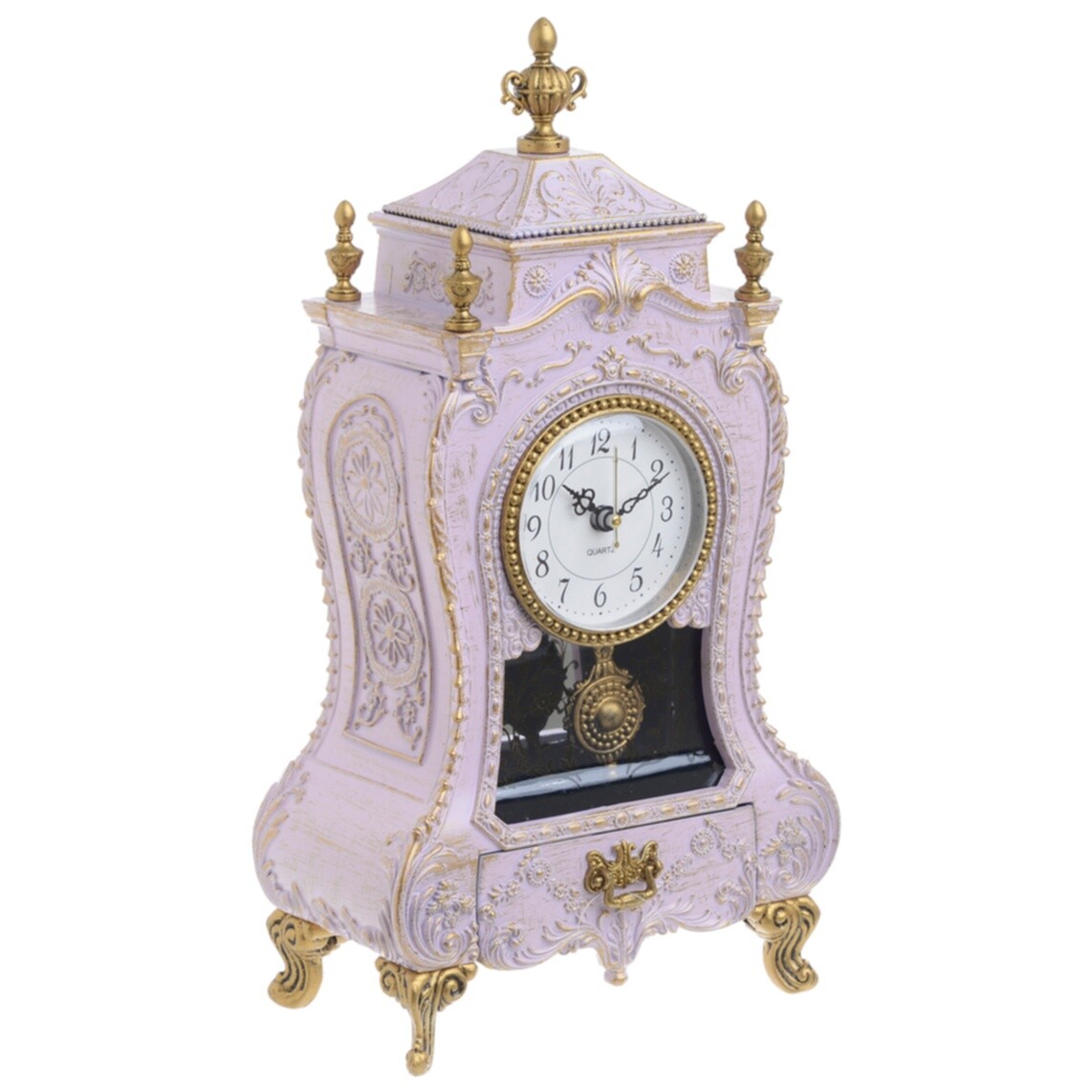 Часы настольные кварцевые музыкальные со шкатулкой 31 см розовые 108329