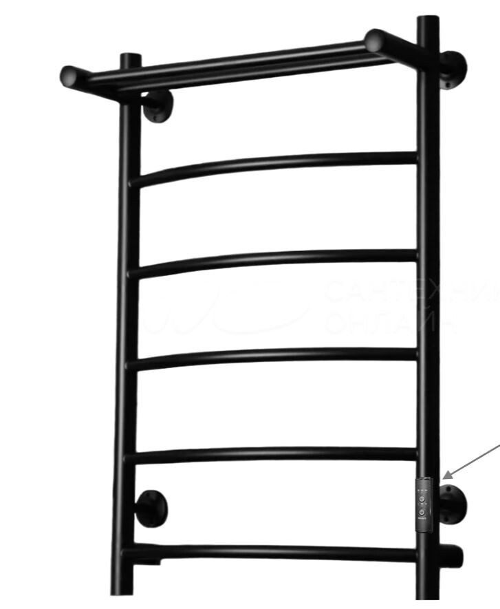 Полотенцесушитель электрический 80х50 см с полкой черный Ewrika "Сафо ПР" - изображение 7
