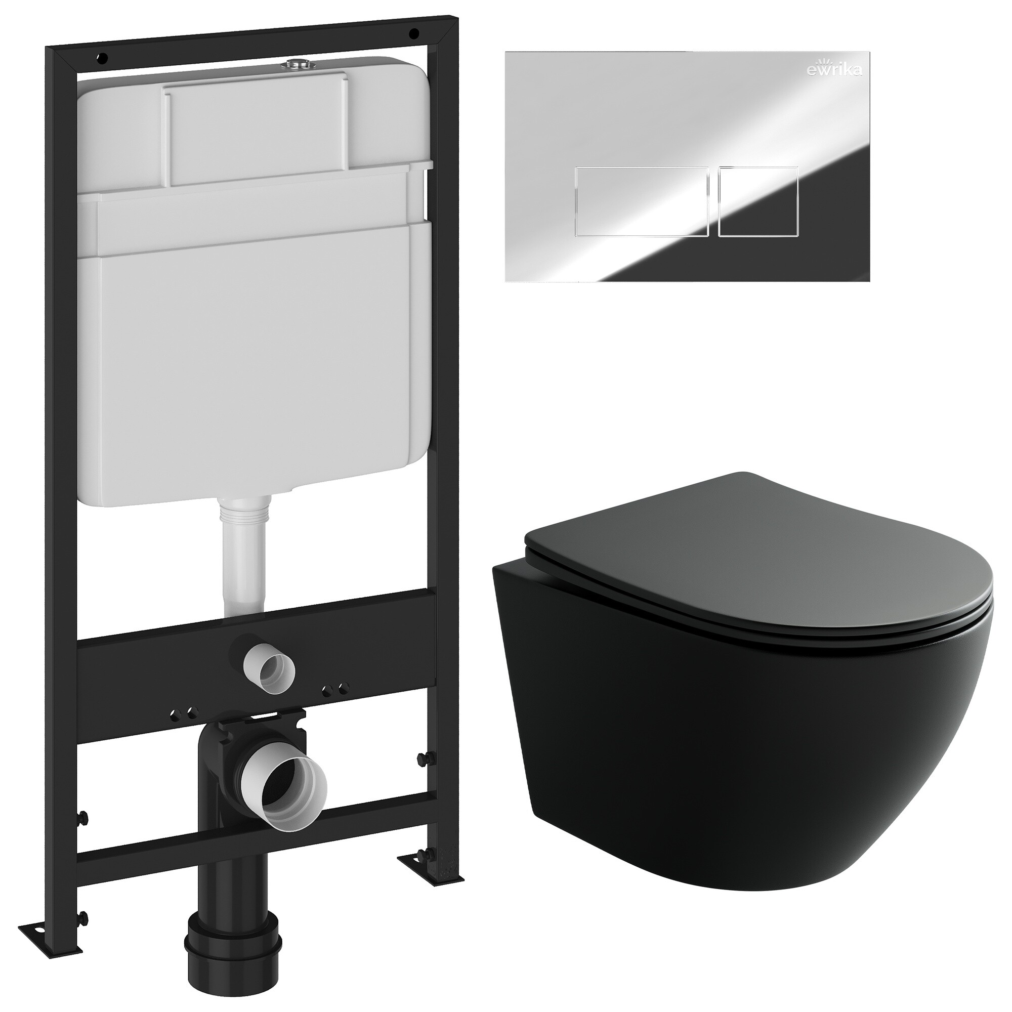 Унитаз Ceramicanova Uno Rimless CN11001MB с инсталляцией Ewrika ProLT 0026-2020