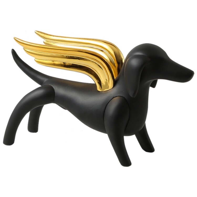 Статуэтка из полисмолы 18х32 см черная, золото Angel dog black