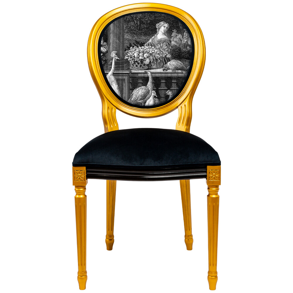 Стул с мягким сиденьем и спинкой черно-золотой «Венсен. Июль, Лев» 21102707