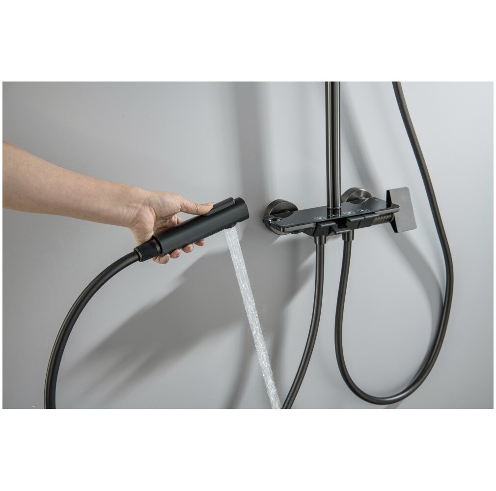 Душевая стойка с верхним душем черный хром Aquatek "Поларис" AQ3040BGM - изображение 14