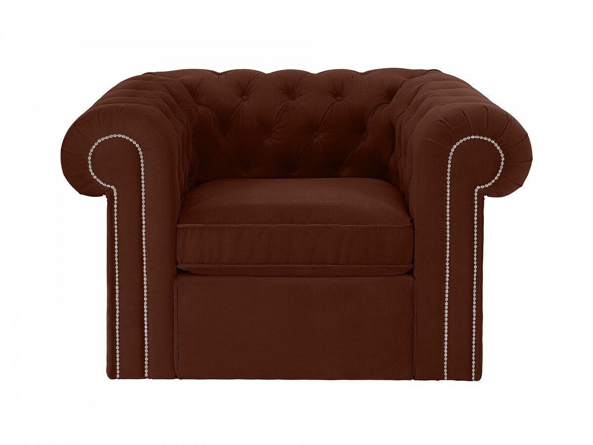 Кресло с мягкими подлокотниками коричневое Chesterfield