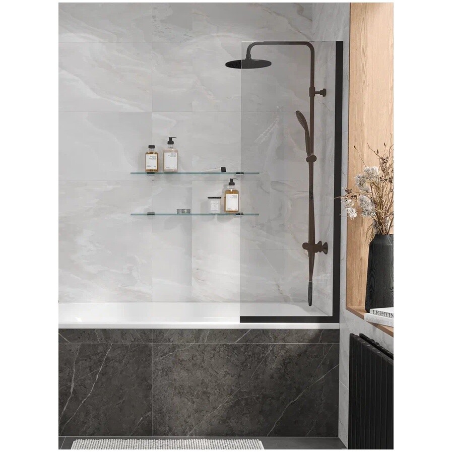 Шторка на ванну 140х50 см прозрачное стекло, черная Reflexion RX14050CBL-01 - изображение 6