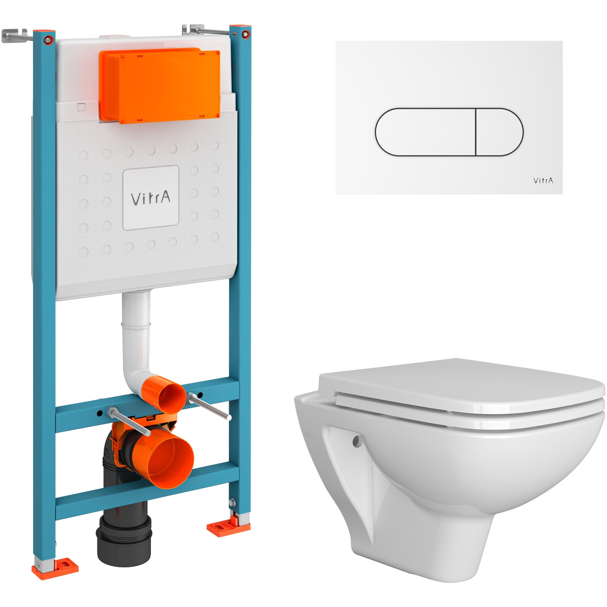 Унитаз Diwo &quot;Сочи&quot; 7508N003-0079 0344 с инсталляцией VitrA 732-5800-01 и белой кнопкой 740-2200