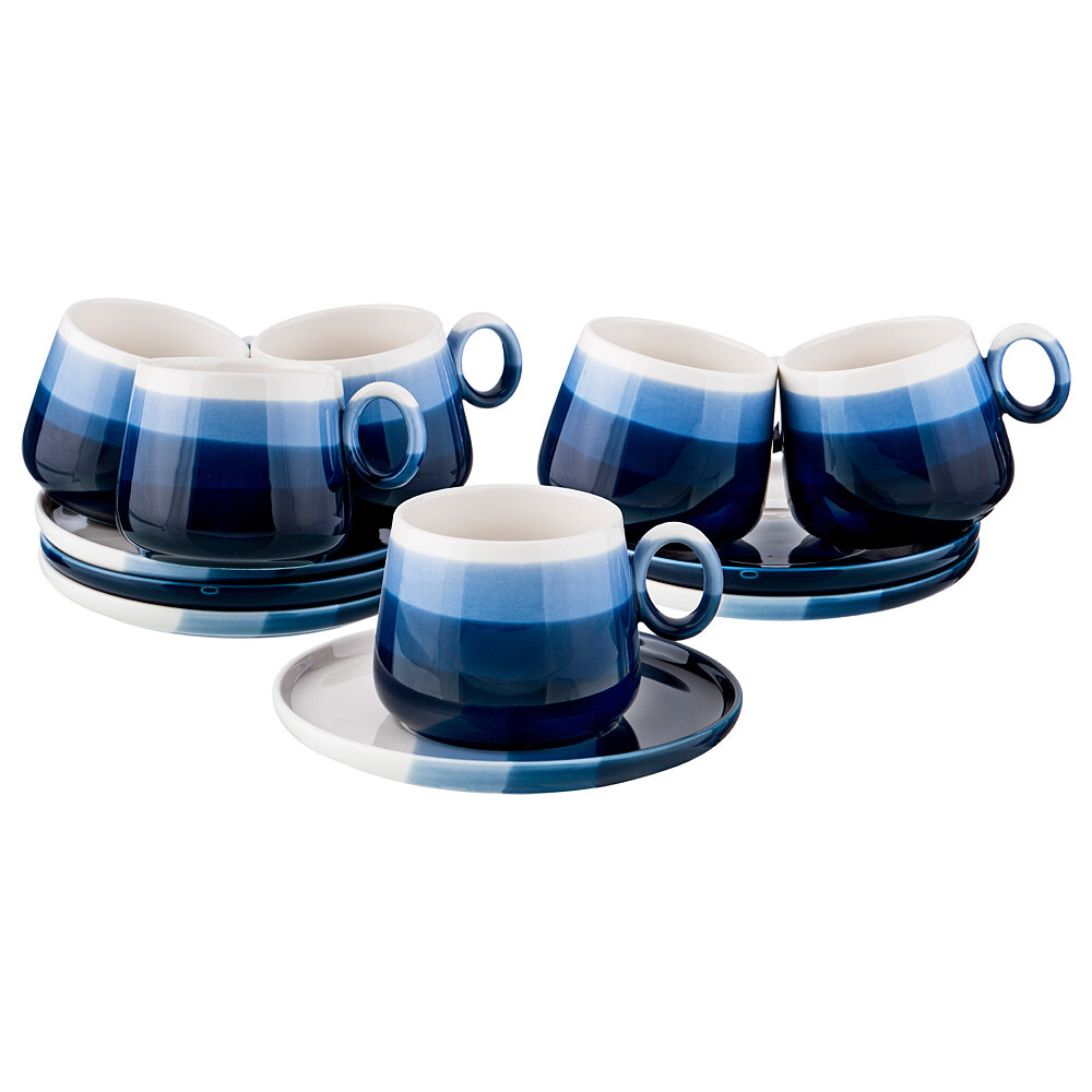 Чашки чайные с блюдцами на 6 персон синие &quot;Бристоль&quot;