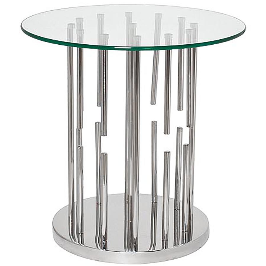 Приставной столик стеклянный с основанием хром 55 см Grozdi
