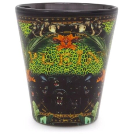 Свеча ароматическая в стеклянном стакане с рисунком черно-зеленая Jungle S