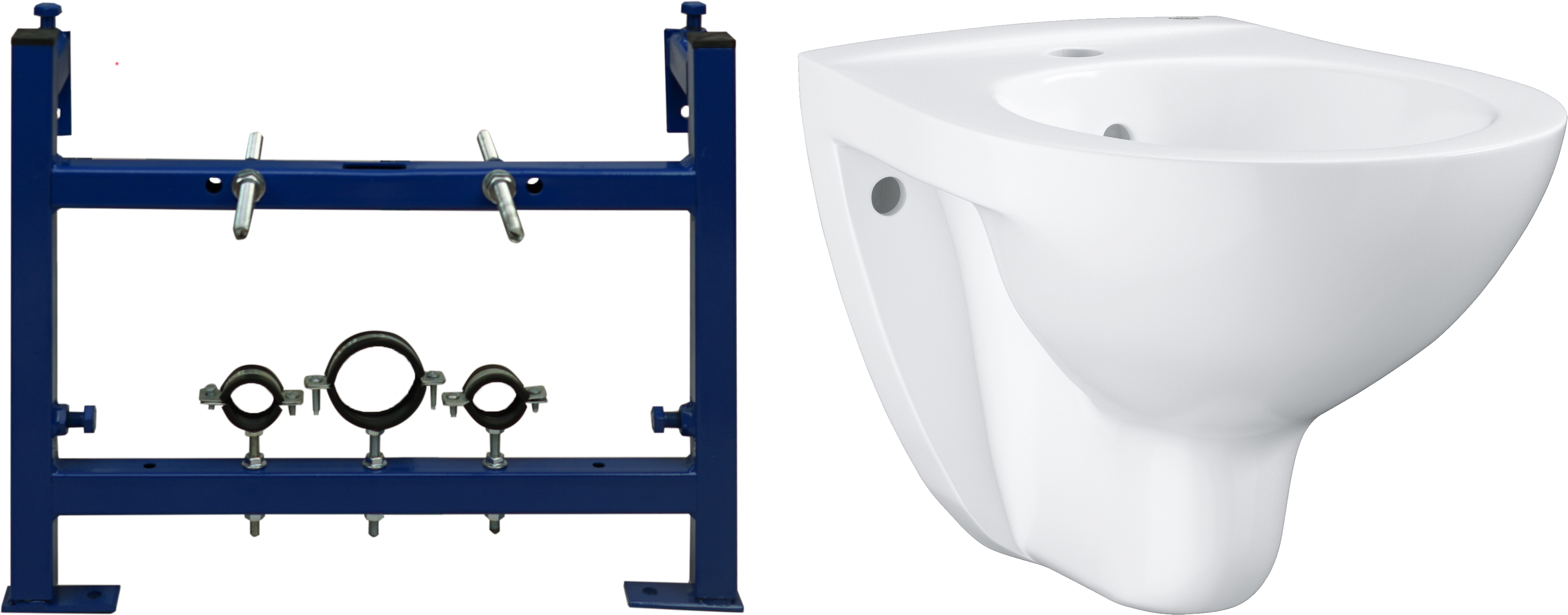 Биде подвесное альпин-белое Grohe Bau Ceramic 39433000 с инсталляцией для биде Stworki 540201