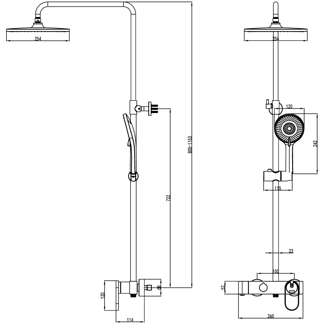 Душевой комплект с тропическим душем черный Stworki "Малунг" S11010BG, S11170BG - изображение 5