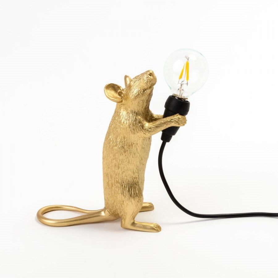 Настольная лампа золотая, черная Mouse Lamp Standing GOLD USB 15230