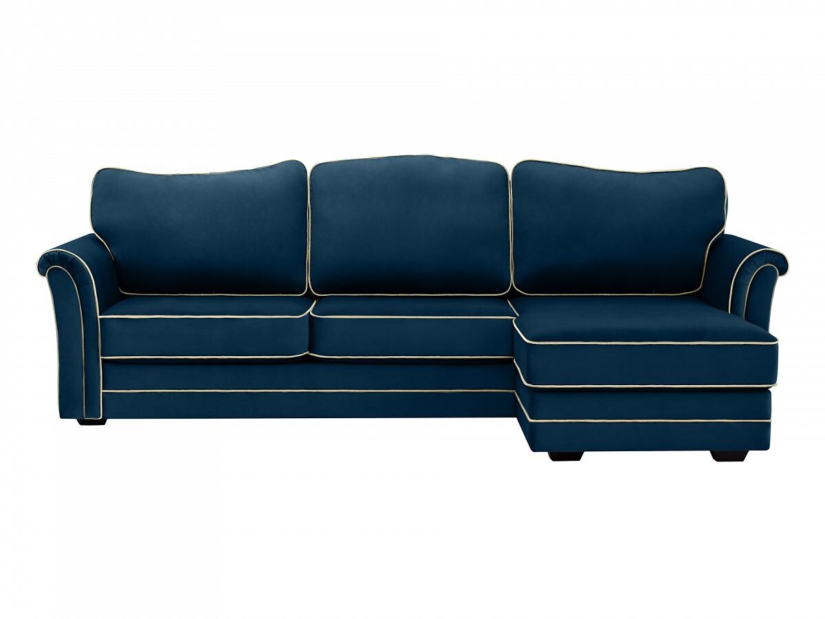 Угловой диван-кровать с оттоманкой правый темно-синий Sydney