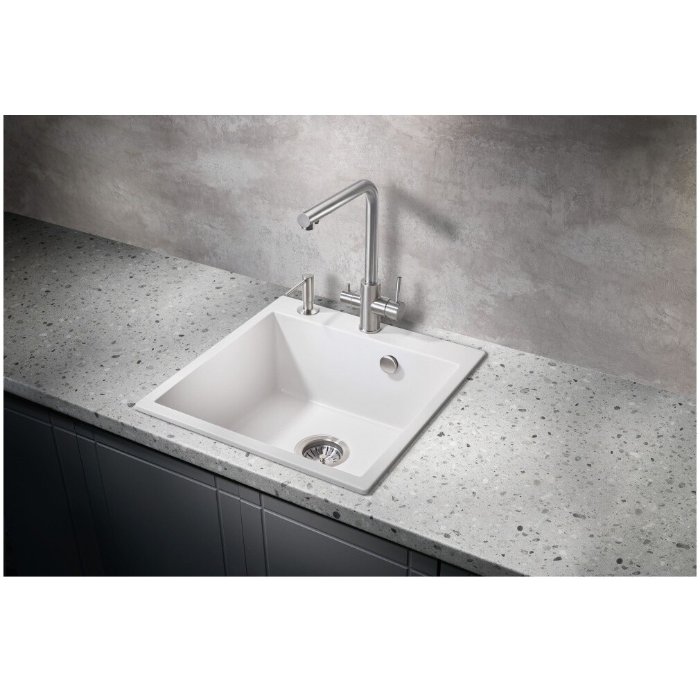 Мойка кухонная белая Milacio Murcia 51 Cuarzo MC.77022 - изображение 4