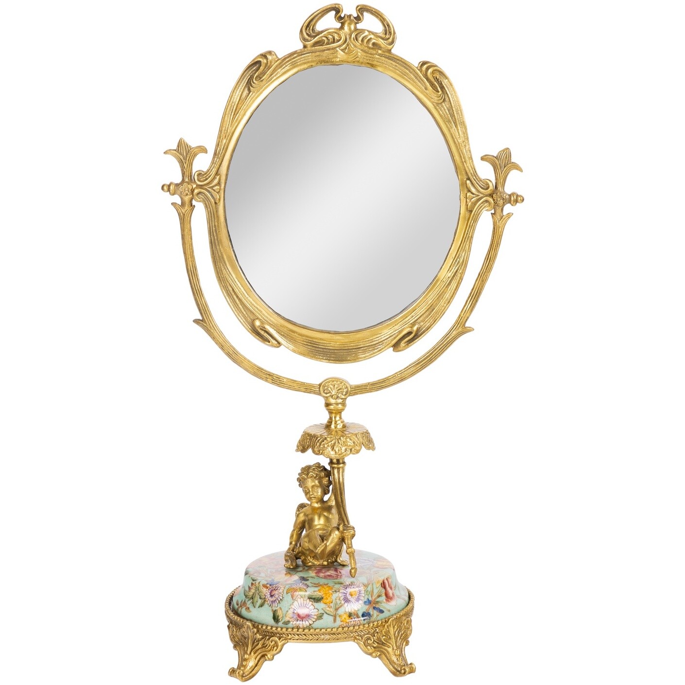 Зеркало настольное овальное 26х14х46 см бронза