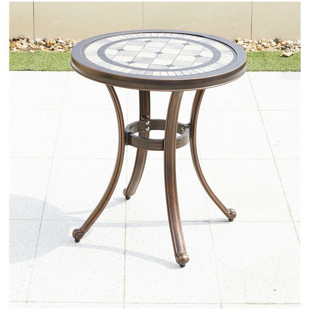 Обеденный стол металлический круглый 60 см бронза Ceramic