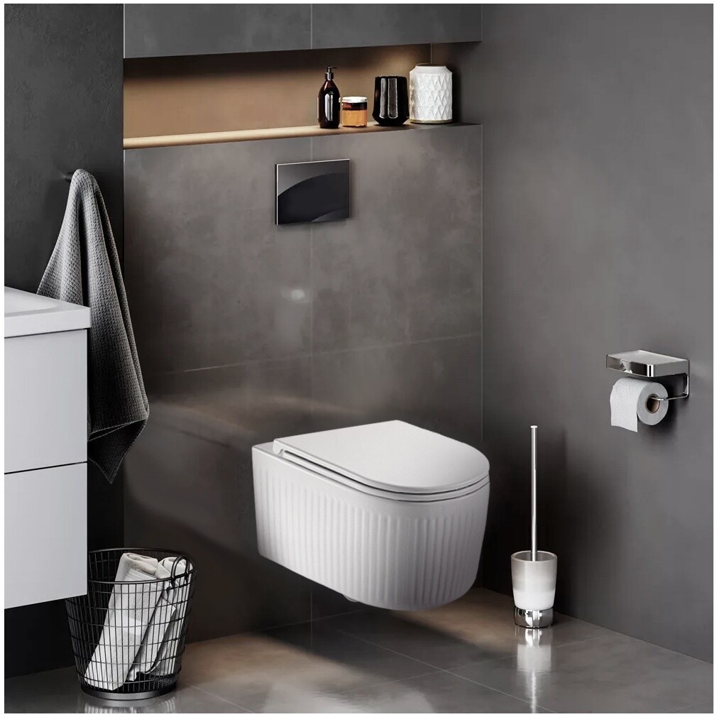 Унитаз подвеснойбезободковый с сиденьем микролифт белый Point "Деметра" PN41121 - изображение 7