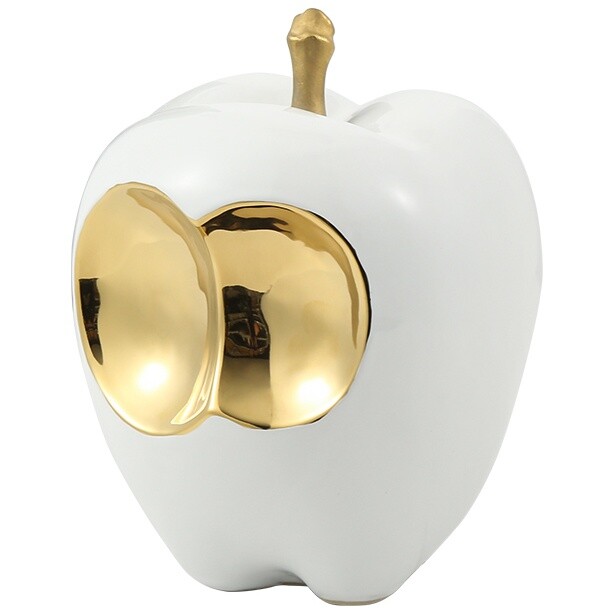 Статуэтка настольная керамическая белая, золотая Apple decoration