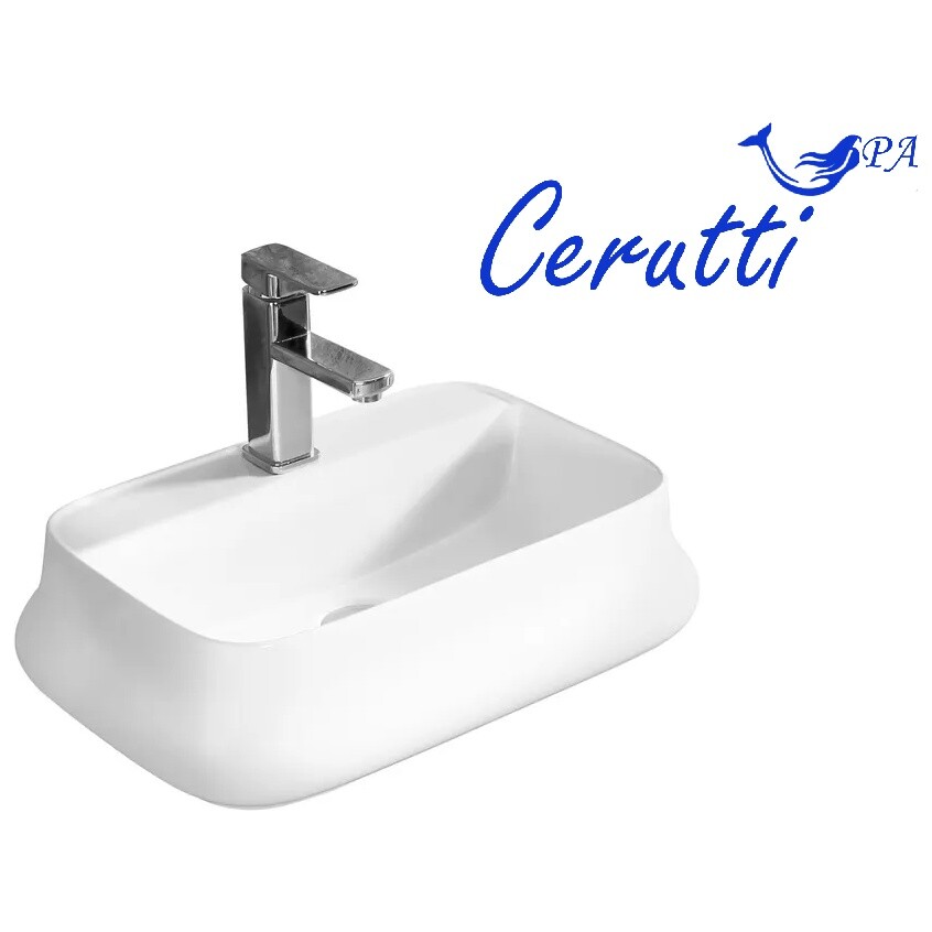 Раковина накладная фарфоровая прямоугольная 37х53 см белая Cerutti SPA CR0061 - изображение 6