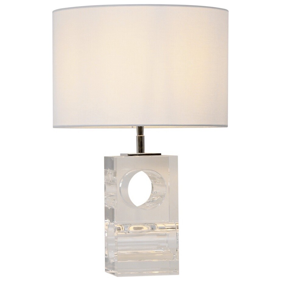 Настольная лампа с абажуром на стеклянном основании 52 см белая, никель BRTL3204S