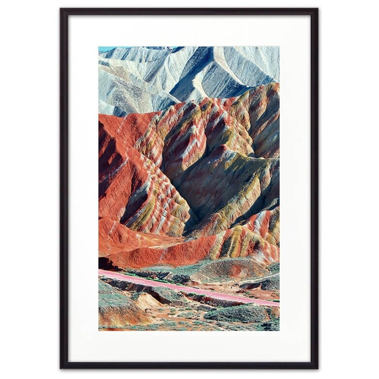 Постер с паспарту в раме серо-коричневый 40х60 см &quot;Цветные горы&quot; 