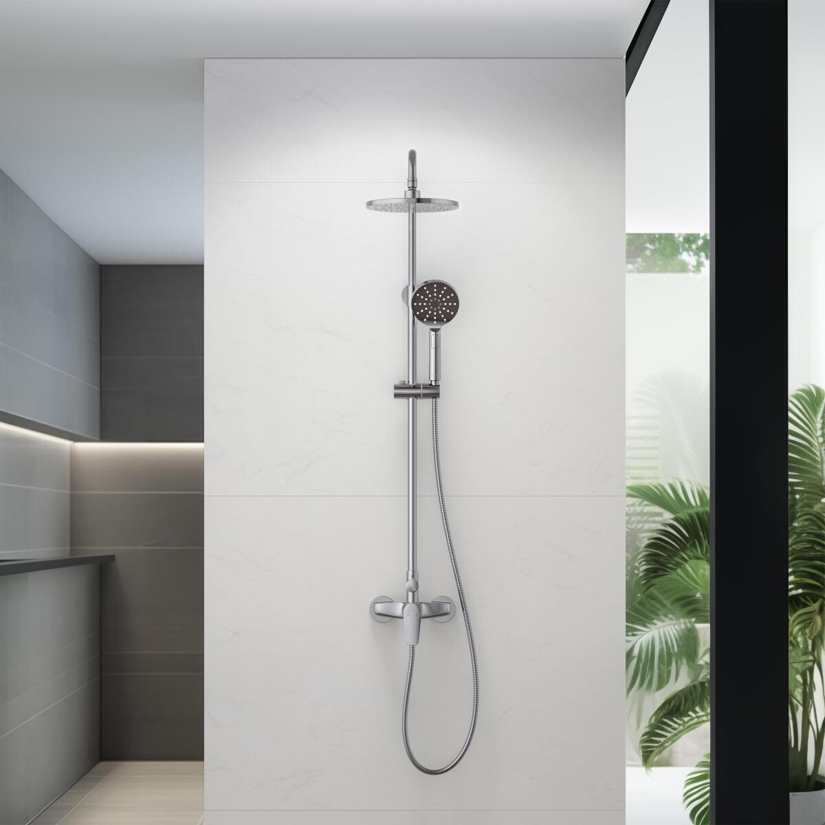 Душевой комплект с лейкой, смесителем и верхнем душем хром Aquatek "Бетта" AQ2160CR - изображение 4