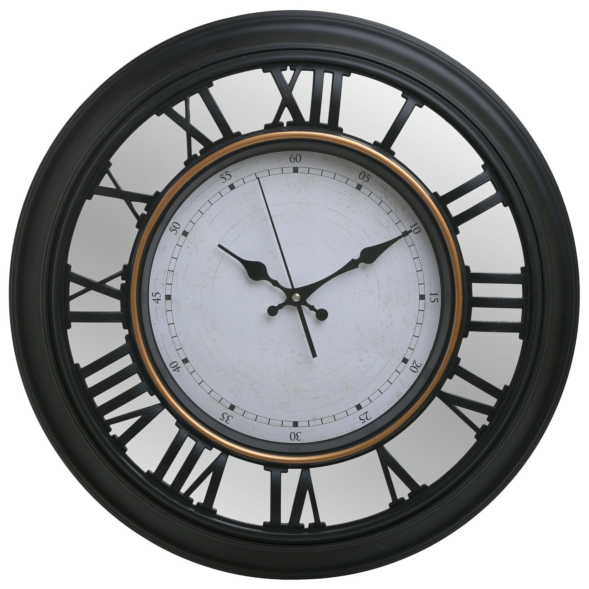 Часы настенные кварцевые пластиковые круглые 50 см черные, белые 111847