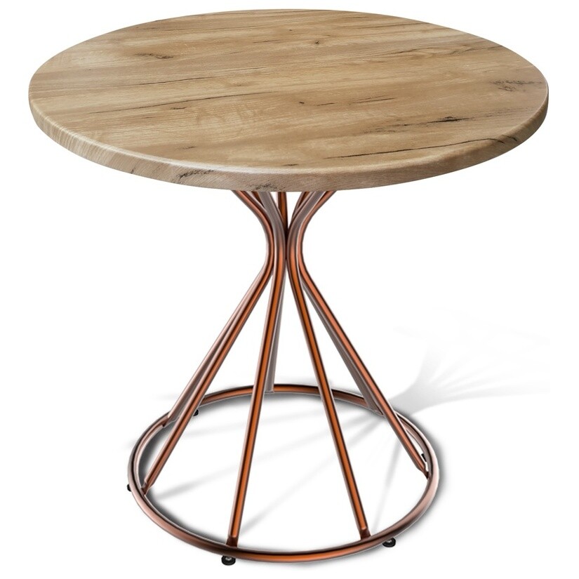 Обеденный стол круглый на металлическом основании 80 см медный, дуб тортуга SHT-TU4-1-80