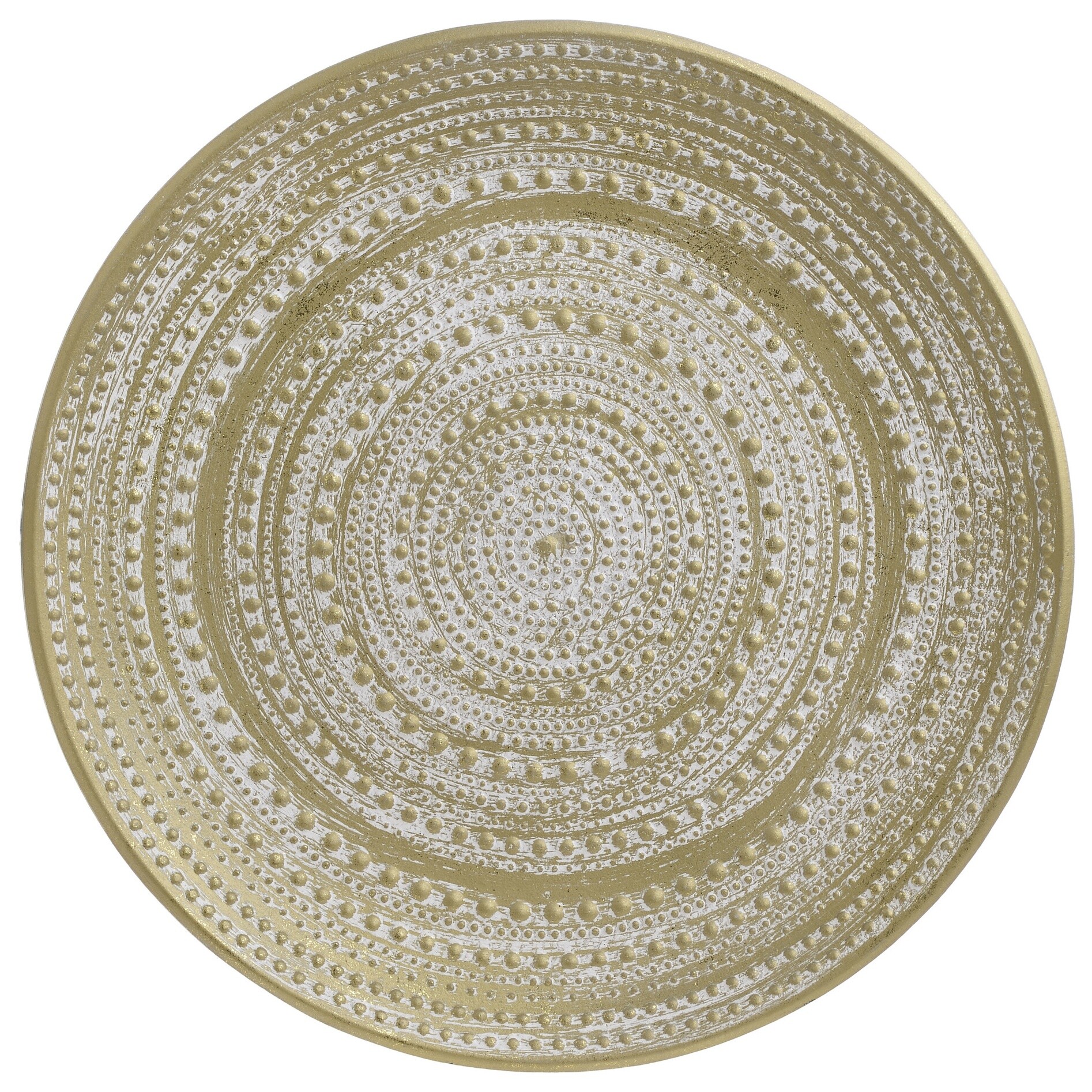 Блюдо декоративное круглое деревянное 50 см золотое 111474