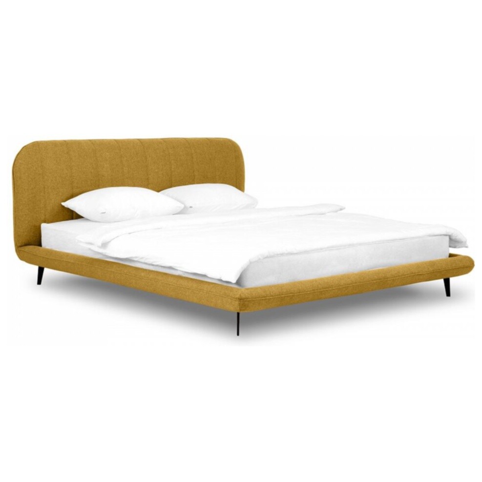 Кровать двуспальная 180х200 см велюр желтая Amsterdam 