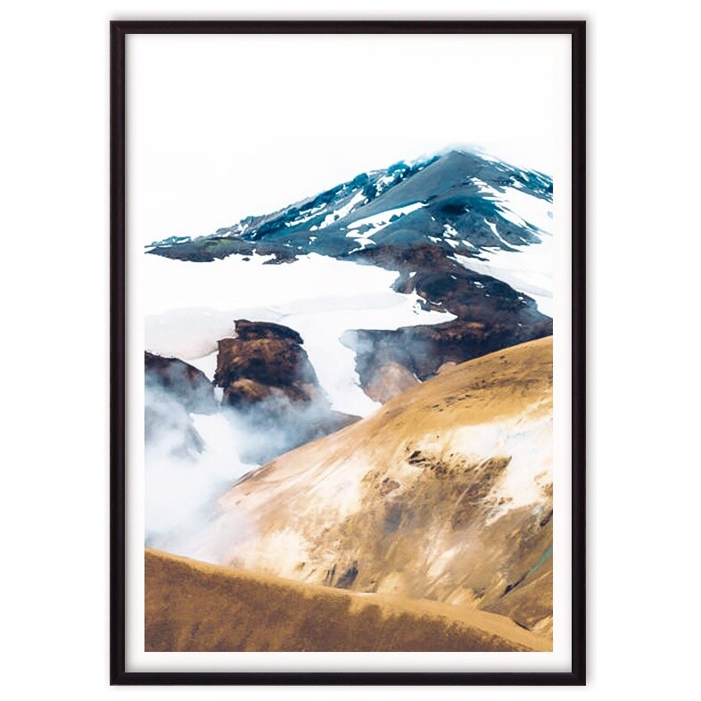 Постер с паспарту в раме коричнево-синий 21х30 см &quot;Горы Исландии&quot;