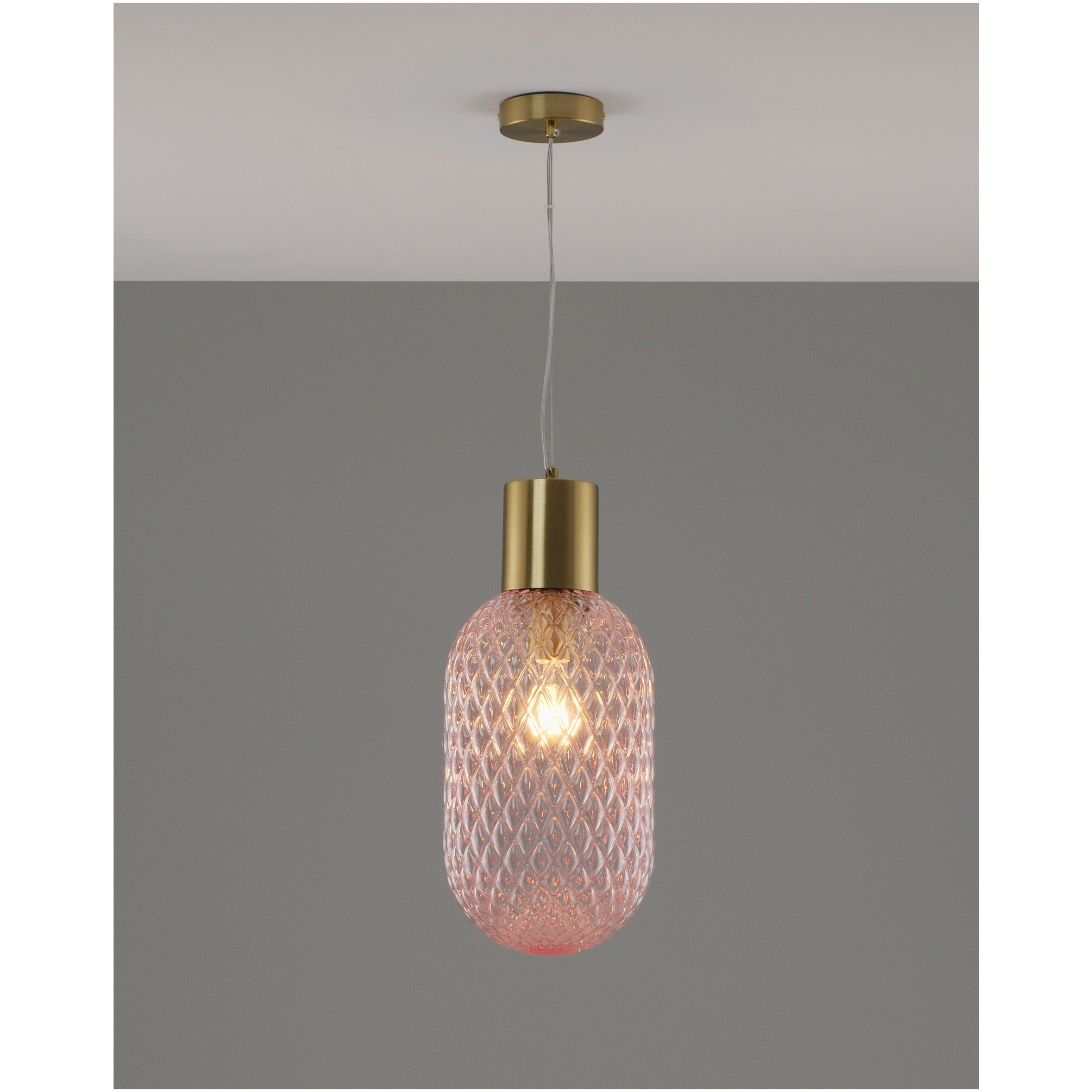 Подвесной светильник со стеклянным плафоном бронза, розовый Sunset V10920-P