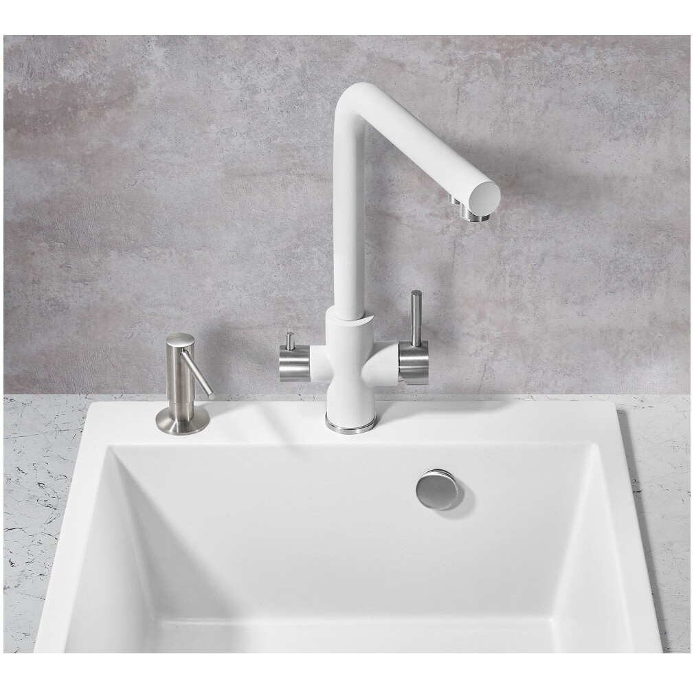 Смеситель для кухни однорычажный с краном для питьевой воды белый Milacio Ultra MCU.553.WH - изображение 4