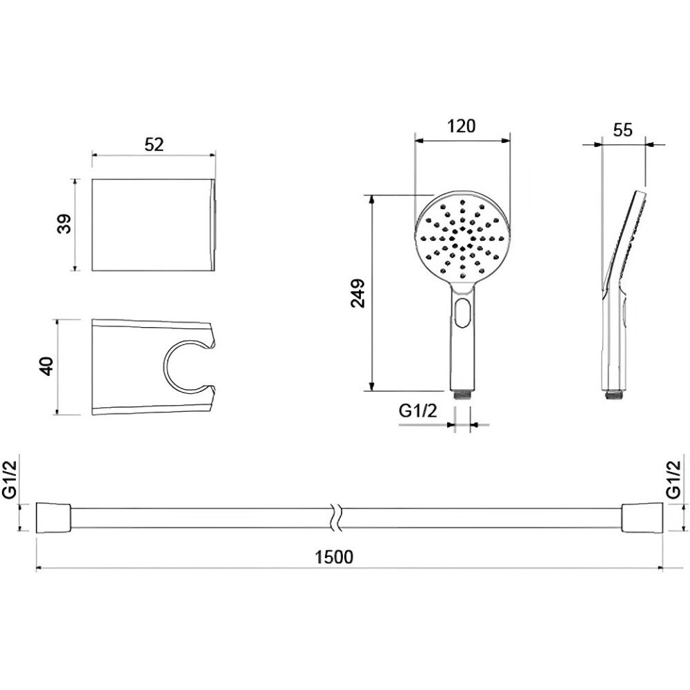 Лейка для душа со шлангом золотая Aquatek "Оберон" AQ2033BG - изображение 4