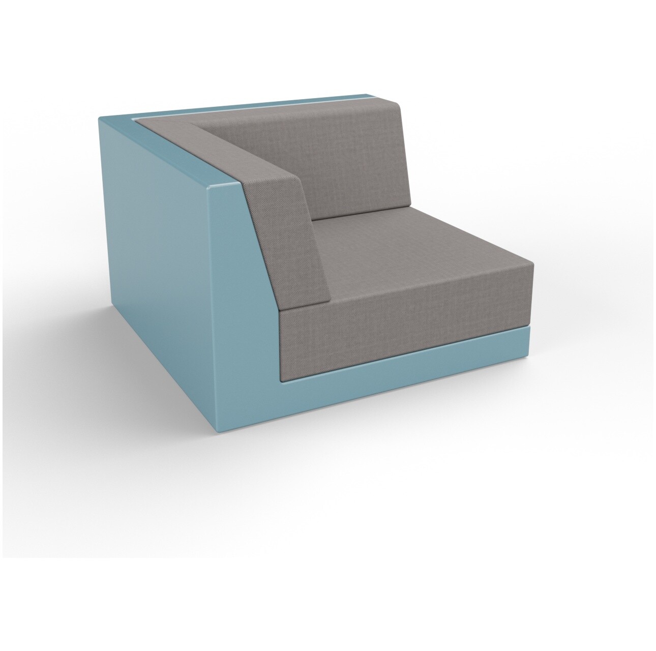 Модуль дивана угловой пластиковый с подушками бирюзовый, графитовый Quarter modular