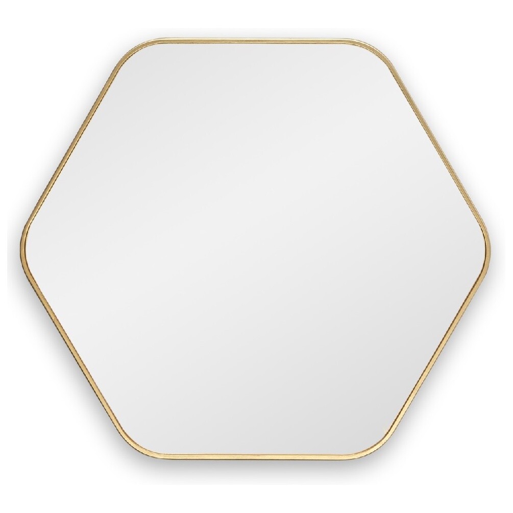Зеркало настенное ромб в тонкой раме золото Hexagon S Gold Smal