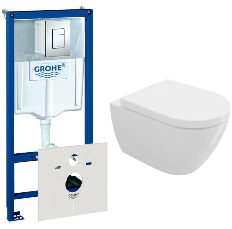 Унитаз подвесной белый Bocchi Venezia 1295-001-0129 с инсталляцией Grohe Rapid SL 38775001