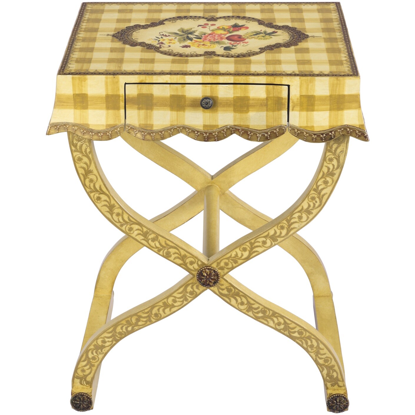 Прикроватный столик с ящиком желтый Glasar 35-094