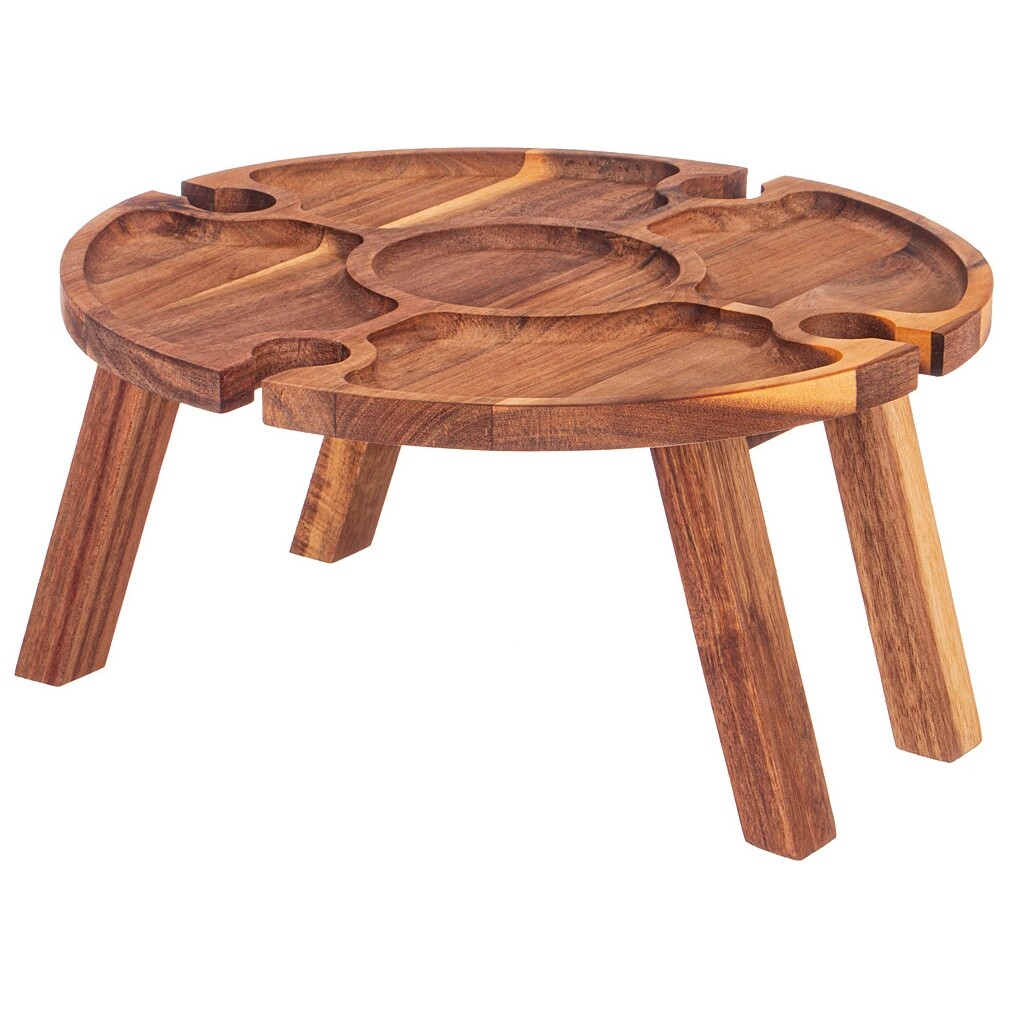 Столик-поднос деревянный круглый 30 см коричневый