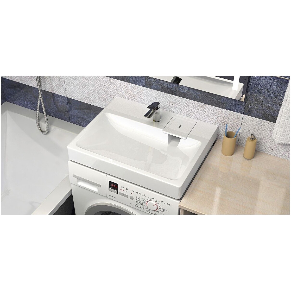 Раковина на стиральную машину 60х55 см белая Diwo "Коломна" RnDKA-60 - изображение 7