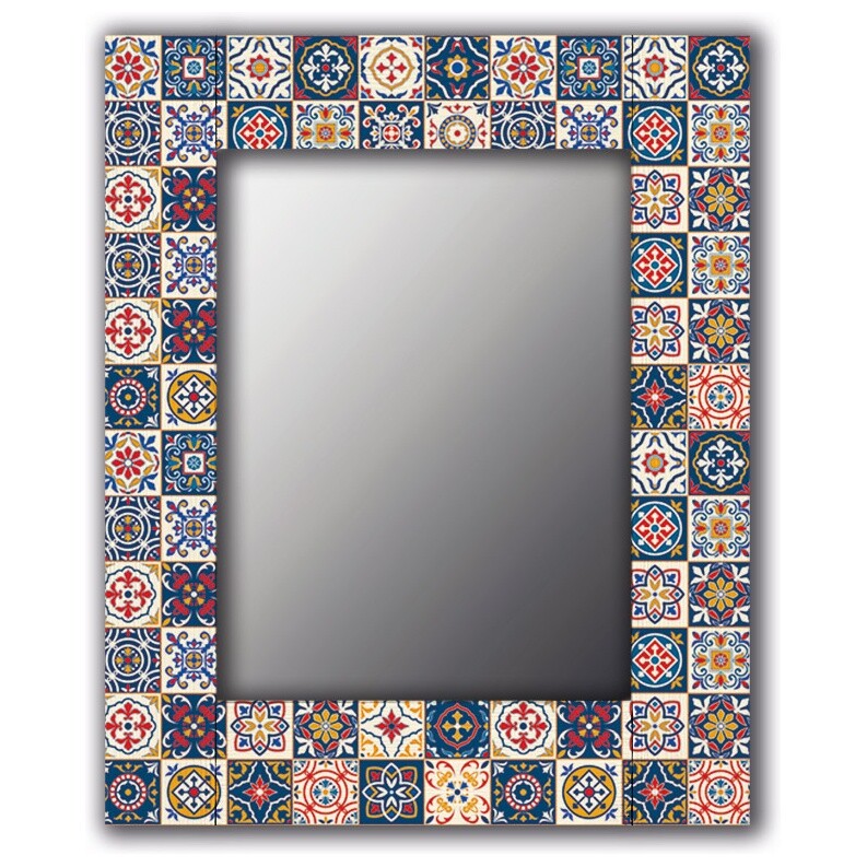 Зеркало настенное прямоугольное 75х140 см сине-красное &quot;Марокканская плитка&quot;