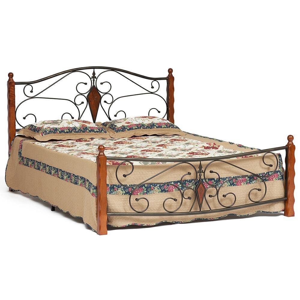 Кровать двуспальная металлическая 160х200 см коричневая Viking