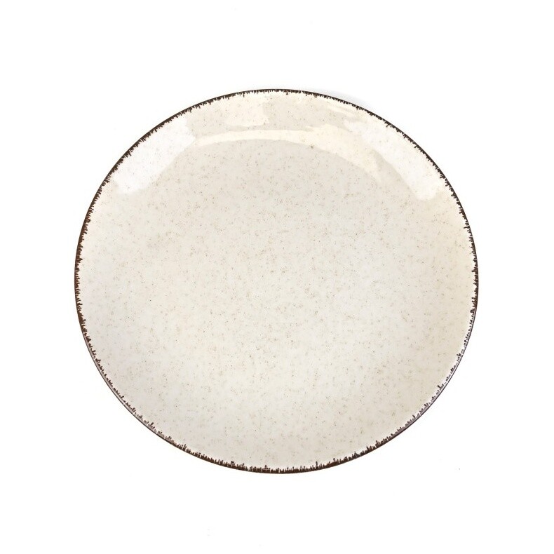 Тарелка фарфоровая плоская 30 см бежевая Pearl