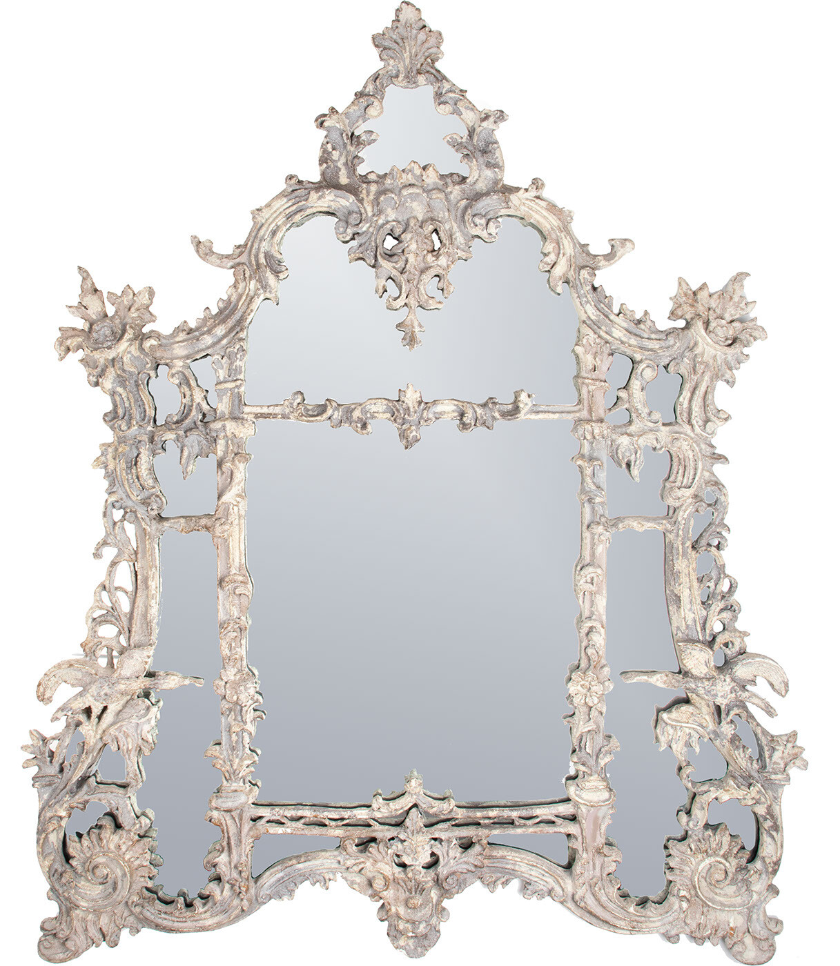 Зеркало настенное винтажное резное 87х103см серебро Glasar