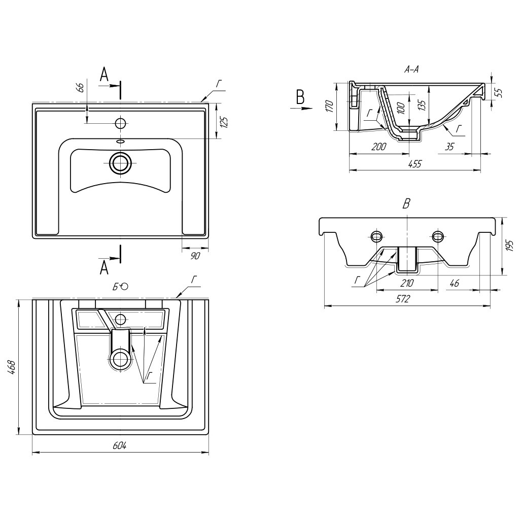 Умывальник мебельный белый Dreja "Грэйс 60" 641587 - изображение 4