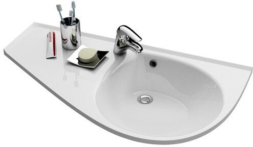 Раковина из литьевого мрамора ассиметричная 53х95 см белая Ravak Avocado Comfort L XJ9L1100000 - изображение 1